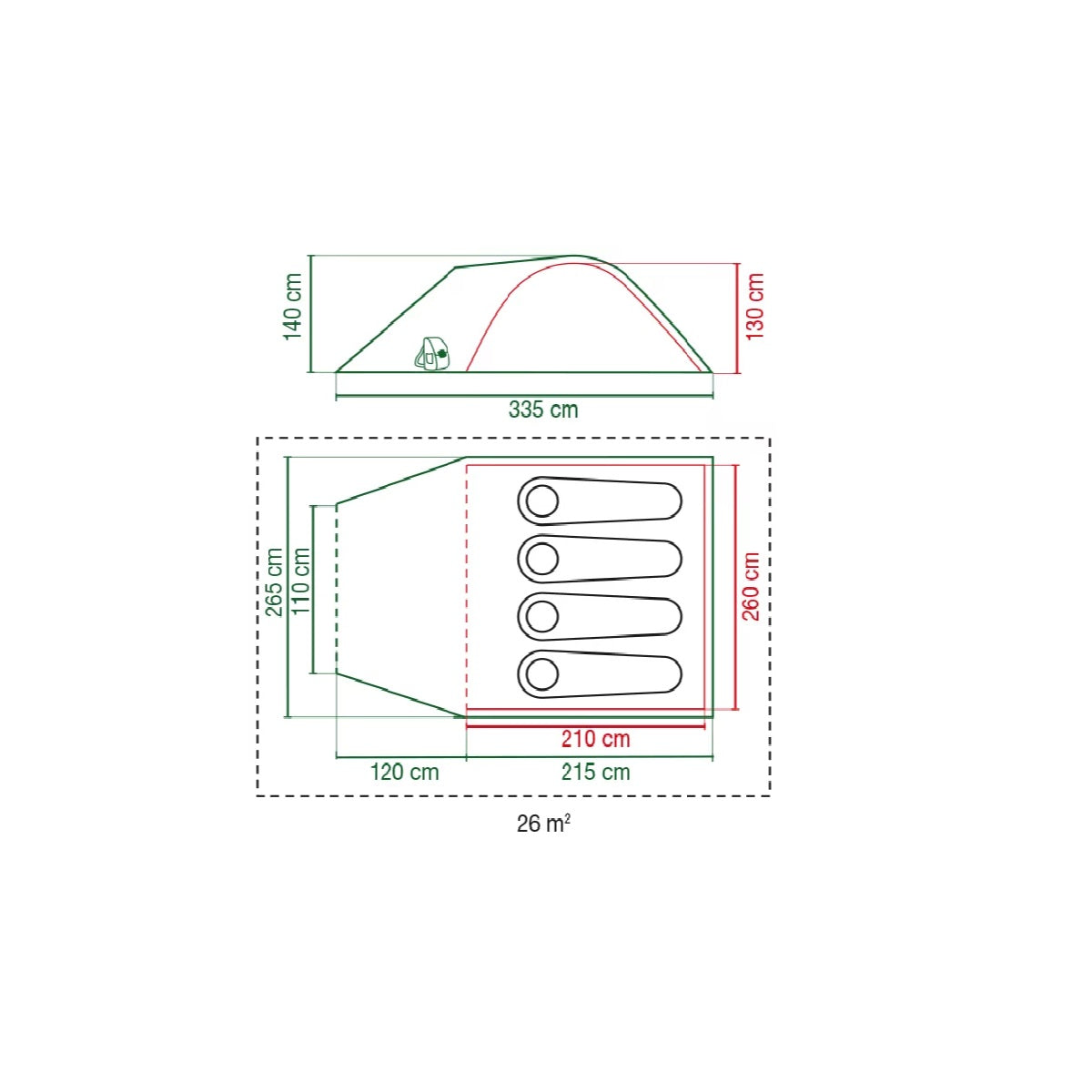Četrvietīga telts Coleman telts Darwin 4+