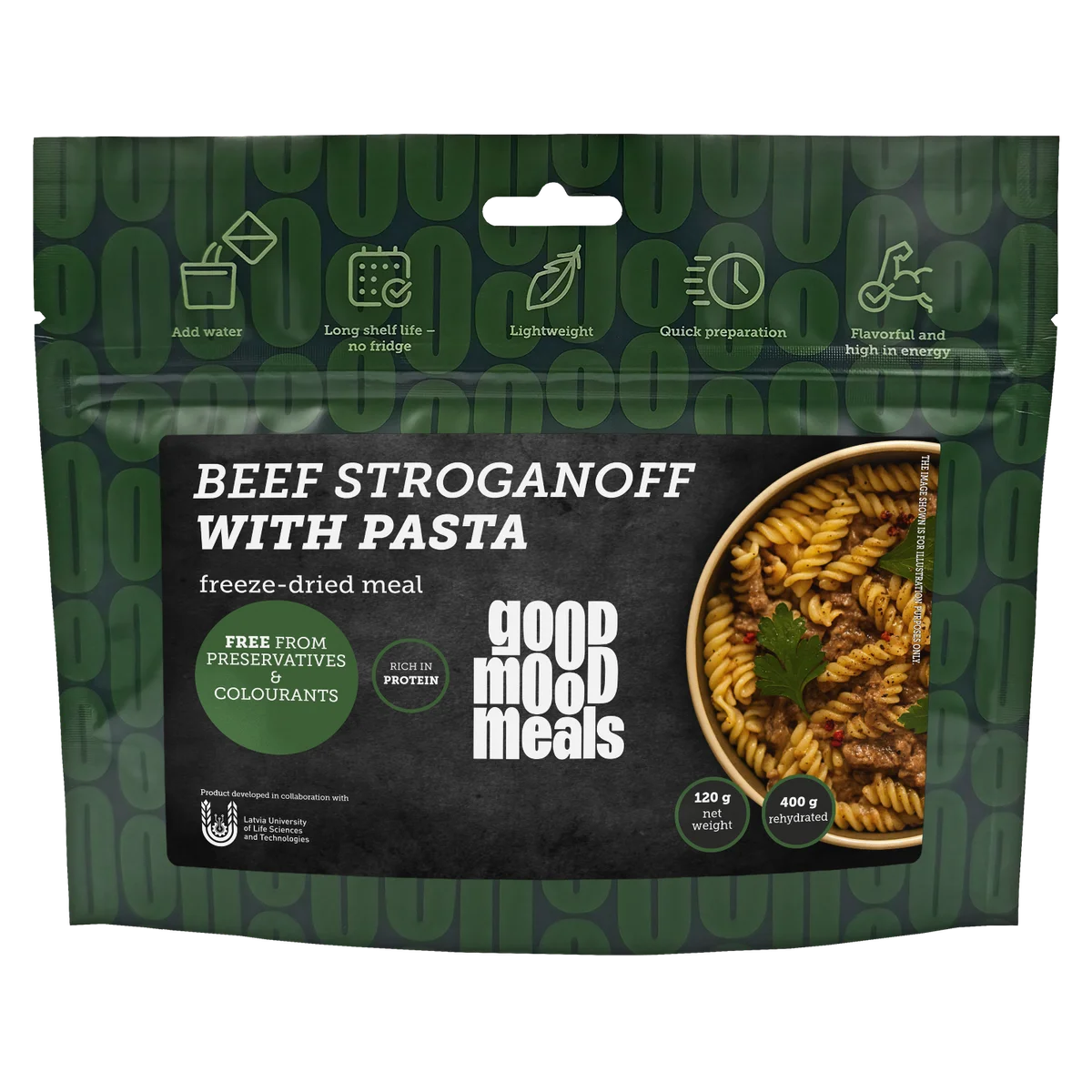 Good Mood Meals liellopa stroganovs ar makaroniem