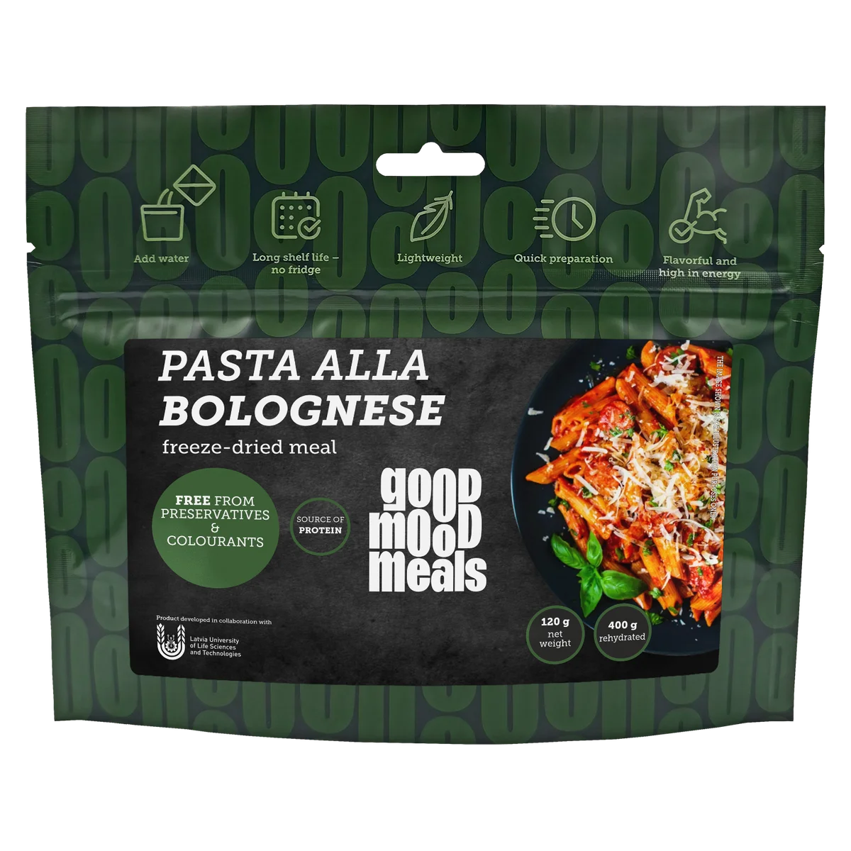 Liofilizēta pārtika Good Mood Meals Pasta ar boloņas mērci