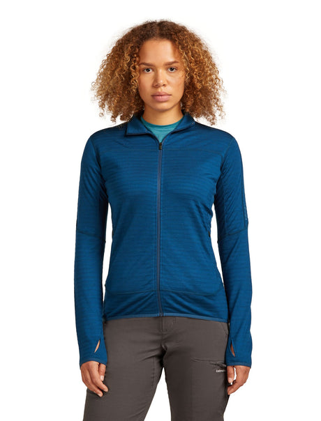 Vilnas flīsa jaka Icebreaker Real Fleece Descend LS Zip sieviešu