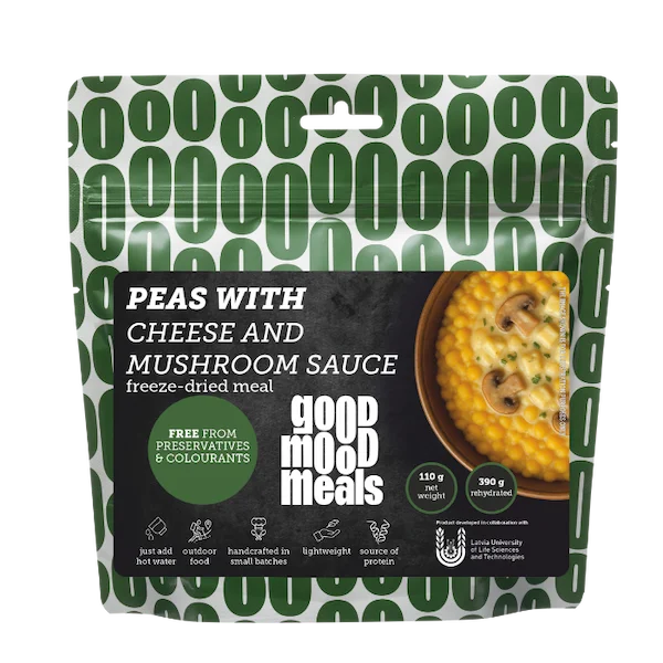 Liofilizēta pārtika Good Mood Meals Zirņi ar siera un sēņu mērci