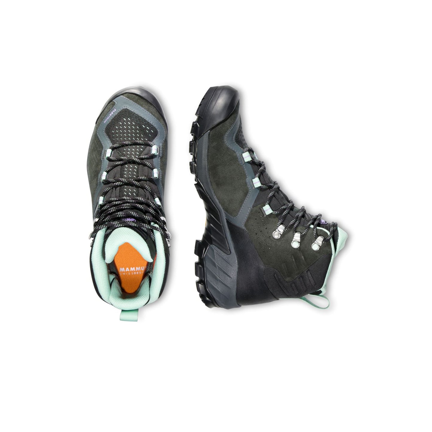 Pārgājienu zābaki Mammut Sapuen High Goretex sieviešu Dark Steel-Neo Mint