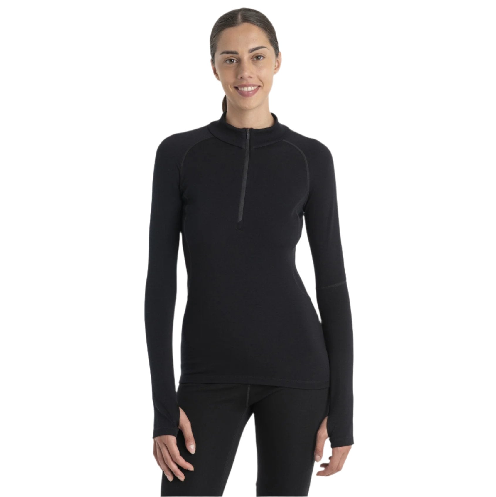 Merino termoveļas krekls Icebreaker 300 MerinoFine™ Polar LS Half zip sieviešu Black