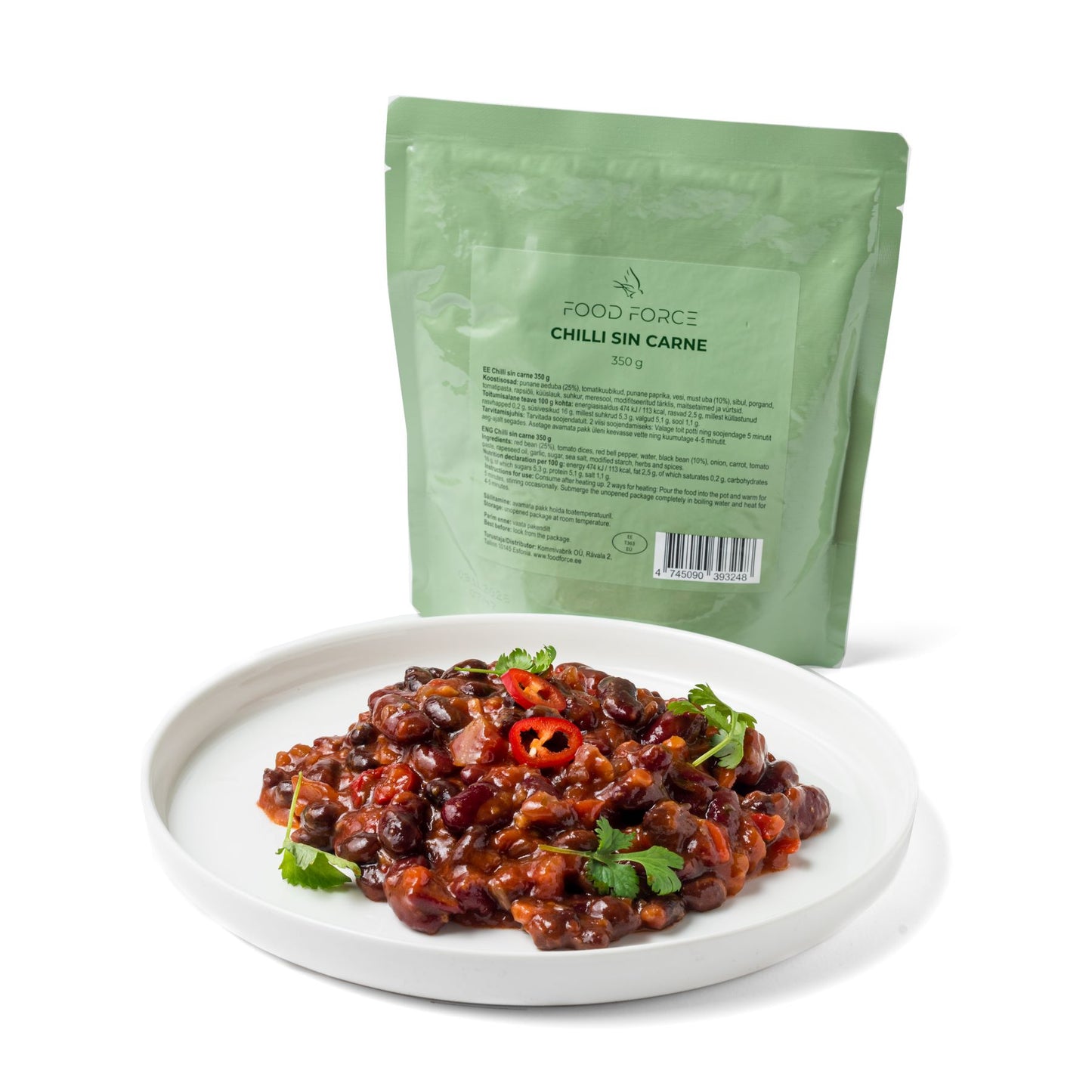 Gatava veģetārā tūristu pārtika Food Force Chilli Sin Carne 350g